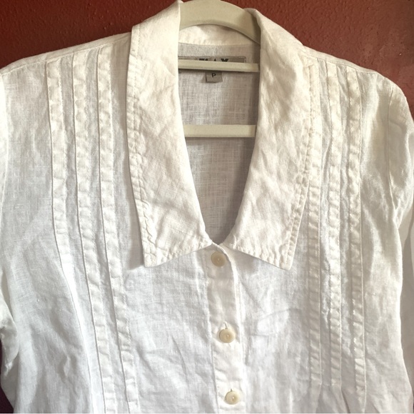 Flax White 3/4 Sleeve Notched Collar Blouse - Picture 5 of 8